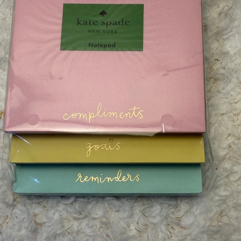 Kate Spade New York Compliments Goals Reminders Stacked Notepad Pink Yellow Mint